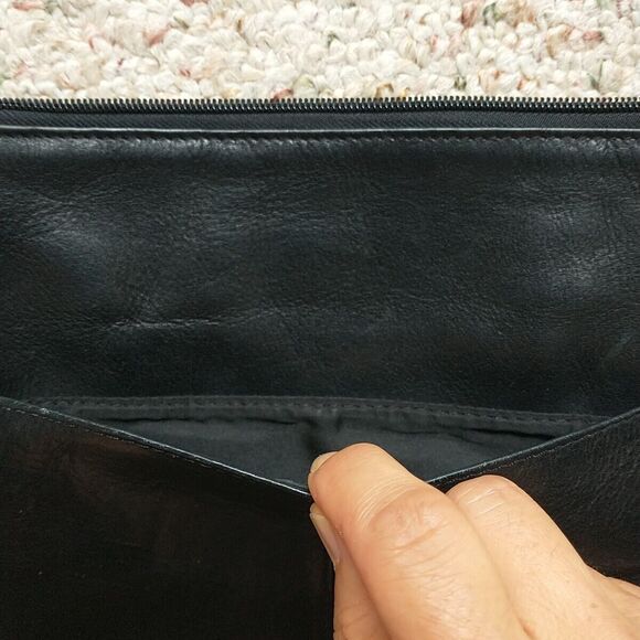 Le Donne Leather Collection Crossbody Shoulder Bag Black Zip Pocket Small Classi - Picture 6 of 16